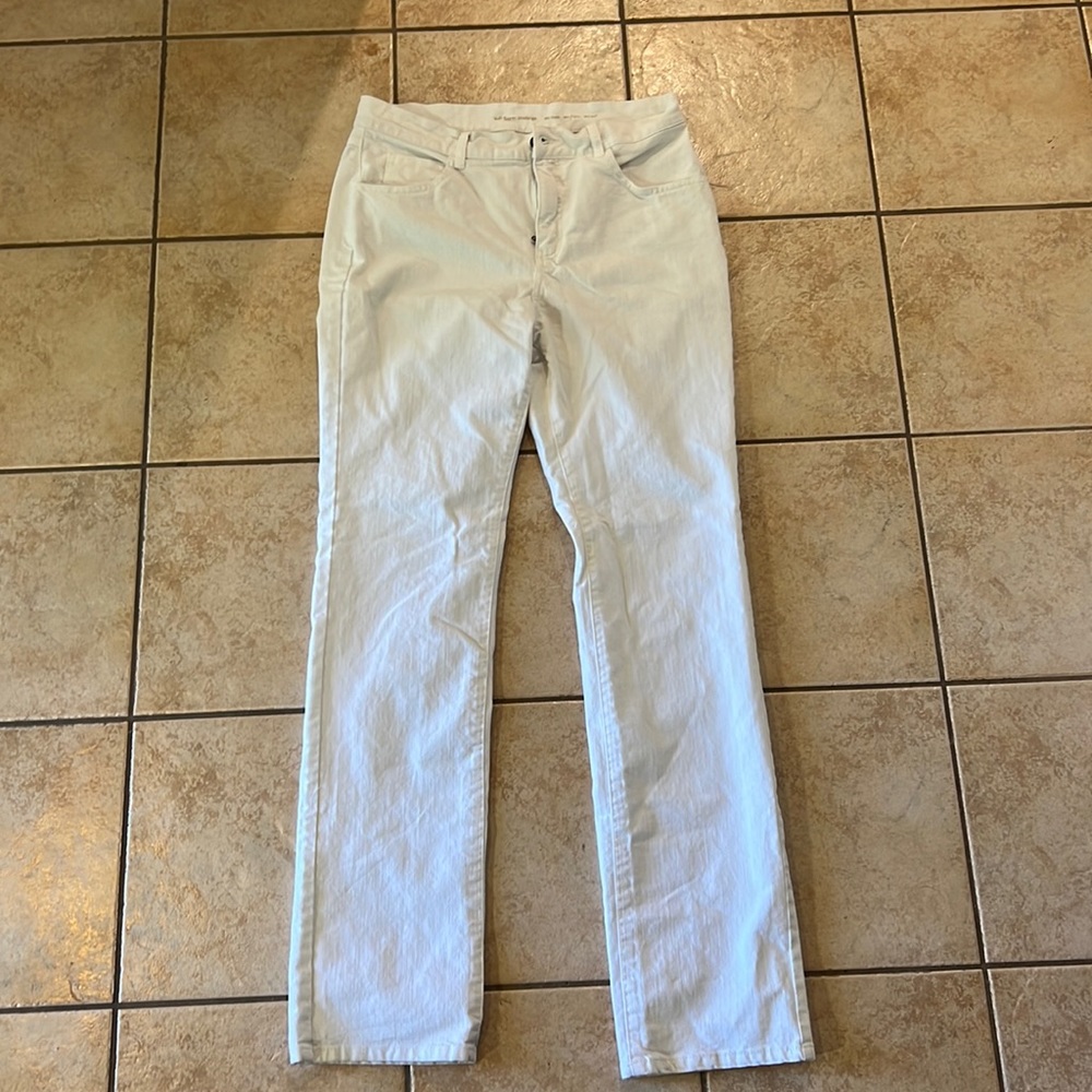 Soft Surroundings Jeans Sz‎ 12 TALL Straight Leg High Rise Jeans WHITE